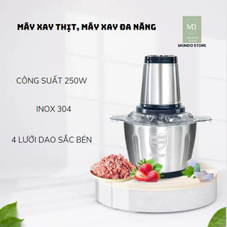 Máy xay thịt, máy xay đa năng, công suất 250W, cối inox304, 4 lưỡi dao sắc bén bảo hành 12 tháng