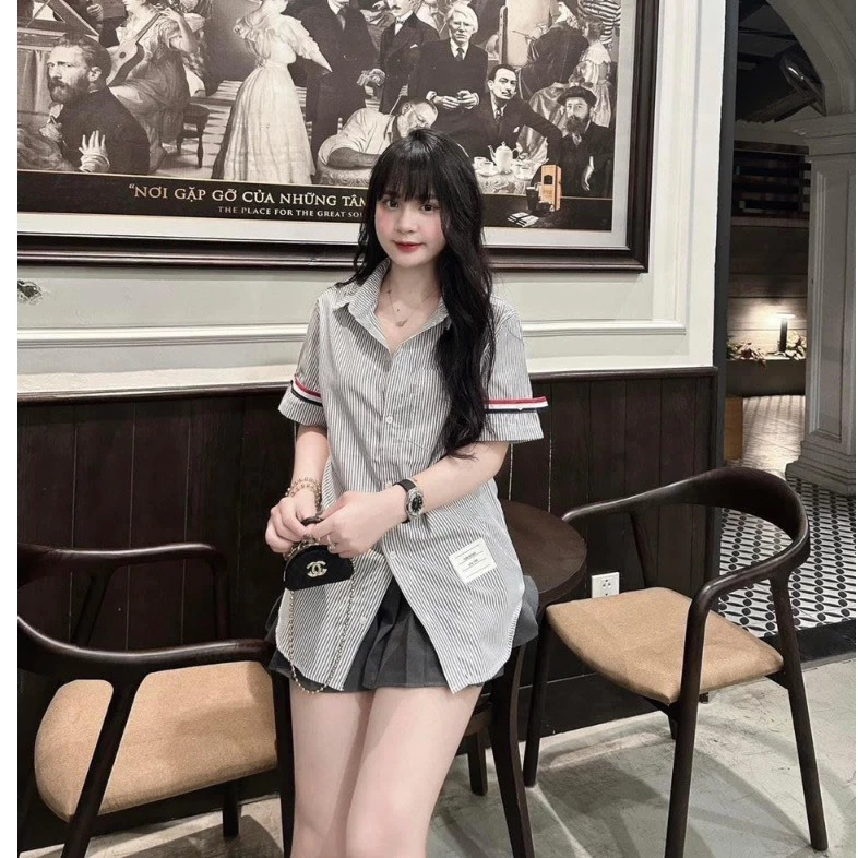 Áo sơ mi nữ tay ngắn và tay dài TAY VIỀN ĐỎ phong cách HÀN QUỐC M1254