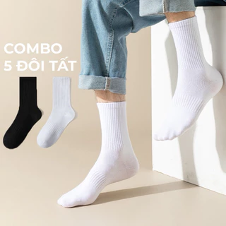 Sét 5 đôi Tất vớ Nam Nữ, Tất vớ cao chất liệu cotton dệt kim,dày dặn,ấm áp, thấm hút mồ hôi chân