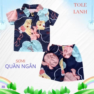 Đồ bộ dành cho bé trai từ 15-22 kí Pyjama quần ngắn tay ngắn có 3 nút chất vải tole lanh, nhiều họa tiết dể thương