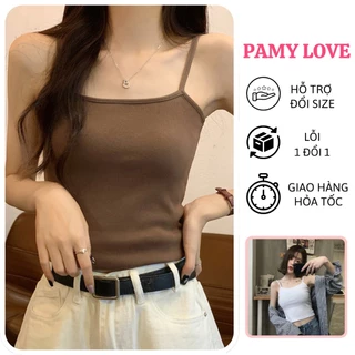 Áo 2 Dây Pamy Love Dáng Dài Ôm Body, Áo Thun Tăm Nữ 2 Dây Có Mút Ngực Phong Cách Sexy