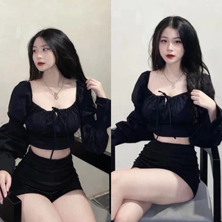 ÁO KIỂU TAY DÀI CROP TOP XINH