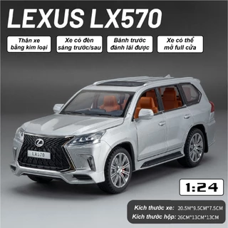 Mô hình xe Toyota LX570 bằng kim loại có đèn nhạc đánh lái được full open tỉ lệ 1:24 Alloy model OT349 OT126