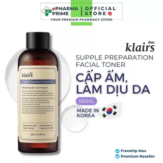 Nước Hoa Hồng Klairs Supple Preparation Facial Làm Sạch, Dưỡng Ẩm, Làm Dịu Da 180ml