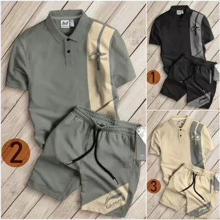 🔥Hot🔥 Bộ Thun Polo Nam Nữ Lining  Chất Cotton Thô, Bộ Quần Áo Cổ Bẻ Mùa Hè Phối Họa Tiết Lining Phong Cách