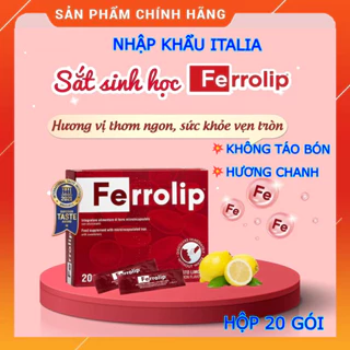 Sắt FERROLIP hộp 20 gói cho bà bầu và người thiếu máu thiếu sắt - Nhập khẩu Italia, dễ uống, không nóng, không táo bón