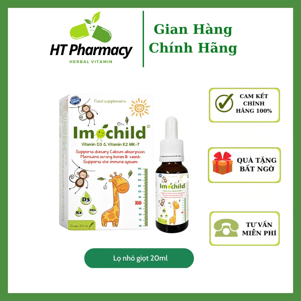 Imochild d3k2 hỗ trợ bé phát triển chiều cao , trí não, tăng đề kháng nhập khẩu tây ban nha