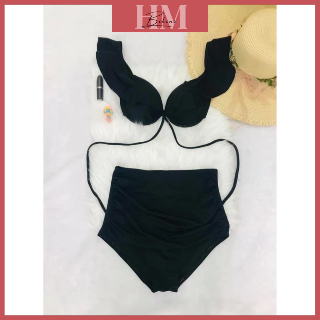 Bikini,hai mảnh cánh tiên quần nhún cạp cao áo có gọng đệm nâng nhiều màu