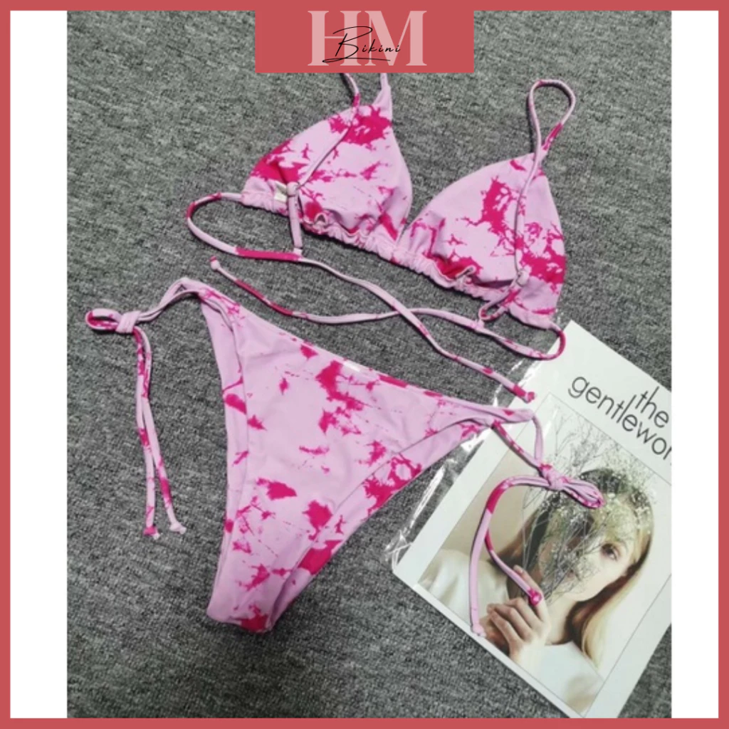 Bikini Đồ Bơi Hai Mảnh Đi Biển Tam Giác Sexy Hai Lớp Loang Màu Hàng Quảng Châu