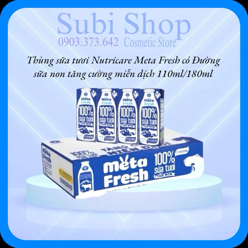 Thùng sữa tươi Nutricare Meta Fresh có Đường sữa non tăng cường miễn dịch (180ml)