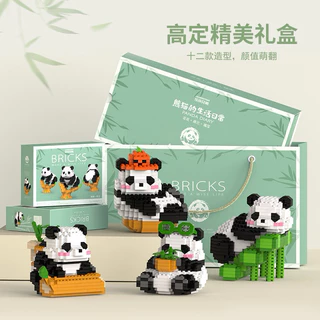 Đồ Chơi Lắp Ráp Bricks Panda (hộp xanh) Cute Sưu Tập, Lắp Ráp Mô Hình Trang Trí