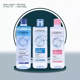 Nước tẩy trang L’oreal 3in1 Micellar Water, phù hợp với cả da nhạy cảm 400ml