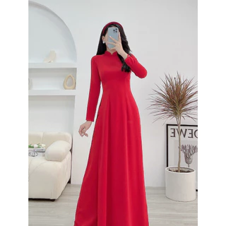 ÁO DÀI TRUYỀN THỐNG 4 TÀ MÀU ĐỎ CHẤT LIỆU CHIFFON MỀM MẠI CỰC TÔN DÁNG