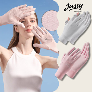 Găng Tay Chống Nắng Nữ JG18 Jussy Official Bao Tay Cảm Ứng Chất Lụa Mát Lạnh Chống Tia UV Chỉ Số UPF>50+