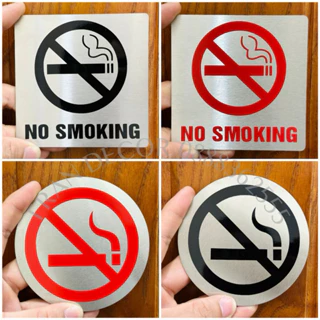 Loại cao cấp/ Biển cấm hút thuốc, no smoking, không hút thuốc bằng inox 304 loại dán tường, có sẵn băng dính 2 mặt