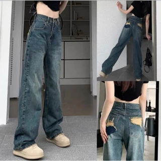 Quần Dài Jeaans''Thế giới Jeans'' Quần ống Suông Rách Túi Sau