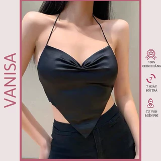 Áo yếm croptop nữ 2 dây bún hở lưng trễ vai ôm bigsize kiểu trắng xinh có mod ngực VANISA Y7