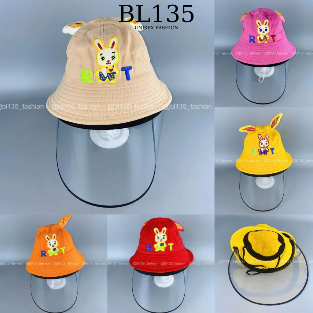 Nón bucket trẻ em Rabbit [4-8 tuổi] kèm kính nhựa dẻo chống bụi bẩn, mũ chống nắng cho bé trai/bé gái thoáng mát - BL135