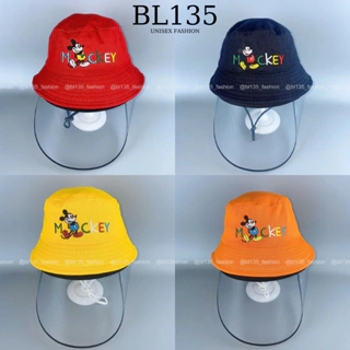 Nón bucket trẻ em Mickey [2-6 tuổi] kèm kính nhựa dẻo may sẵn, mũ chống nắng cho bé trai/bé gái chất thoáng mát - BL135