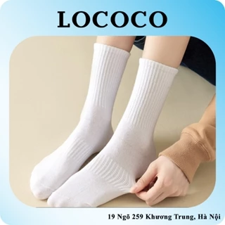 [COMBO 5 ĐÔI] Tất Vớ Trắng Thể Thao Cổ Cao LOCOCO Nam Nữ Vải Dệt Kim Siêu Co Giãn