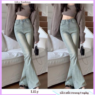 Quần jeans nữ ống loe màu xanh nhạt phong cách Ulzzang, quần jean skinny cạp cao nữ cực tôn dáng