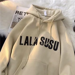 Áo nỉ mũ hoodie in chữ LALA SUSU bao giặt máy không phai, không nhàu. Size S -M-L-Xl ( 40-65kg mặc tùy cao )