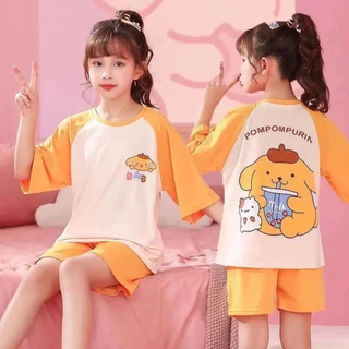 [9-52Kg] Set bộ thun cotton ngắn tay bán chạy nhất 2024, Set bộ 4 màu in hình Khủng long béo cực xinh (Mã NGAN030)