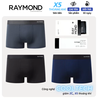 Boxer nam thun lạnh kháng khuẩn RAYMOND, quần lót nam thoáng khí, co giãn, cao cấp chữ nổi lệch