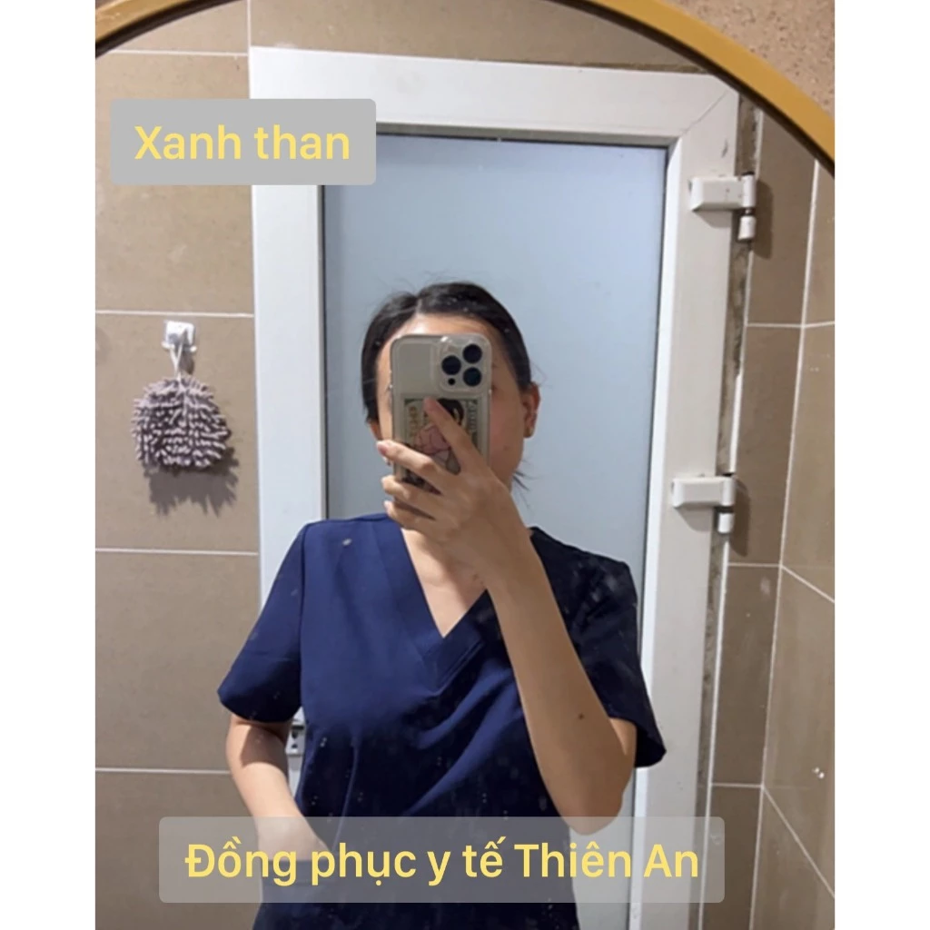 Bộ Scrubs vải cotton hàn lạnh cao cấp - bác sĩ, blouse cổ tim, đồng phục điều dưỡng, spa, thẩm mỹ viện, dược sĩ