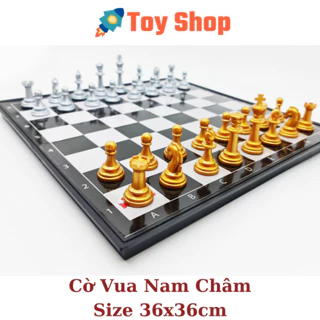 Bộ cờ vua nam châm Cao Cấp Sato, Bàn cờ 36x36cm (Quân màu vàng và bạc)