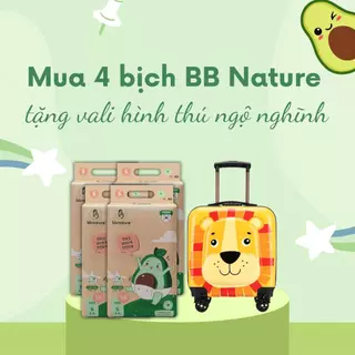 [Tặng 1  Vali hình thú cho bé] Combo 4 Bịch Bỉm BB Nature