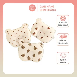 Gối xô muslin hình trái tim tai gấu cao cấp chính hãng, chống méo đầu bẹp đầu cho bé sơ sinh