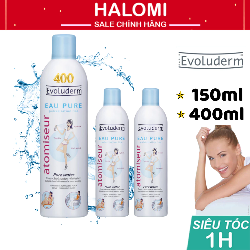 Xịt khoáng Evoluderm 150ml 400ml dưỡng ẩm làm dịu da giúp cho da luôn mịn màng