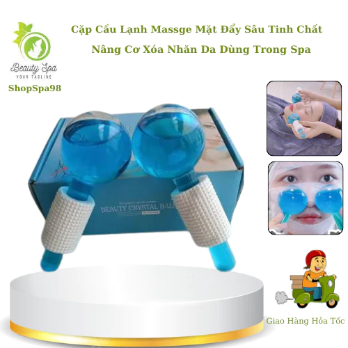 Cặp Cầu Lạnh Massage Mặt Đẩy Sâu Tinh Chất | Nâng Cơ Xóa Nhăn Da Mặt Quả Cầu Lạnh Masage.