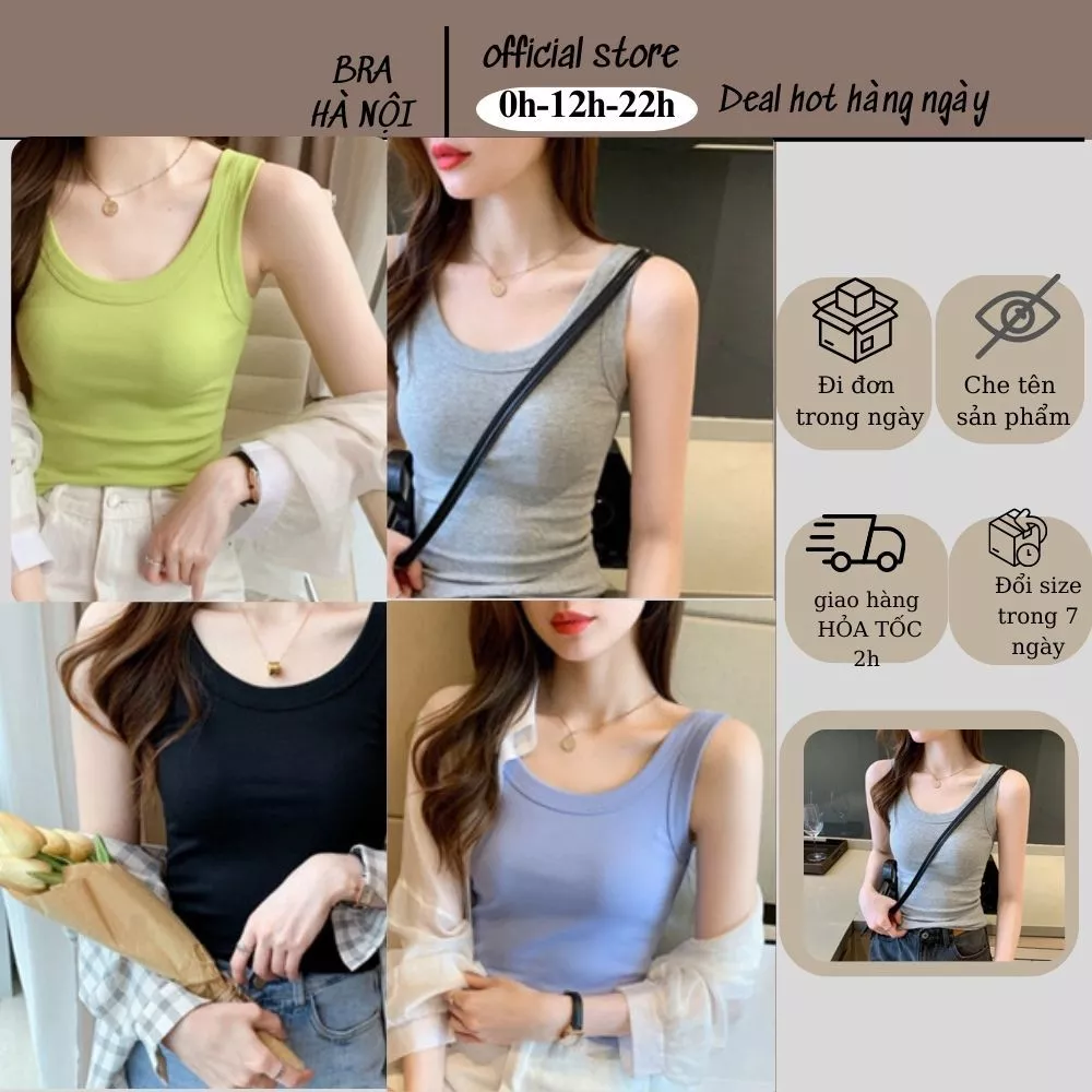 Áo Bra Nữ, Áo Ba Lỗ Cotton Tăm Dáng Dài Màu Pastel Siêu Hot 715