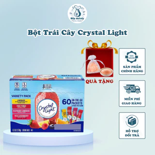 Bột Trái Cây Crystal Light Bột Pha Nước Nhiều Vị Hộp 60 gói Không Đường Phù Hợp Ăn Kiêng Nhập Khẩu Mỹ