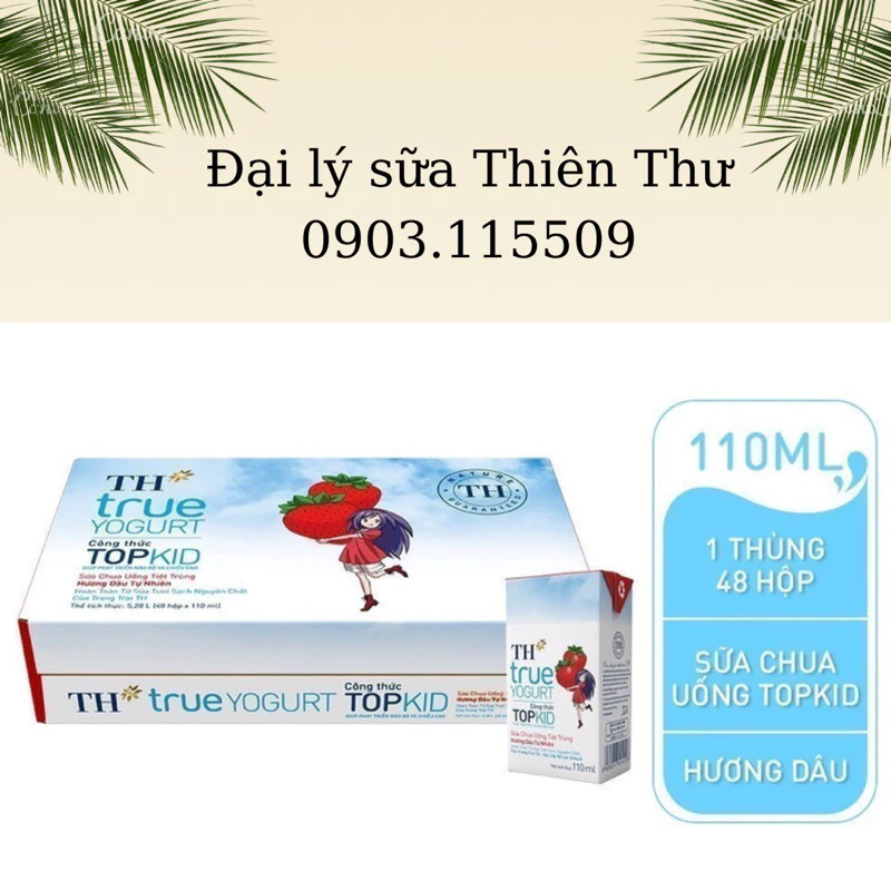 Thùng sữa chua uống TH topkid vị cam/dâu/chuối 110ml