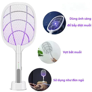 Vợt muỗi thông minh Weidasi 3IN1 tự động diệt muỗi sạc tích điện để bàn Pin 18650 sạc cao cấp 1200 mah -Bảo hành 1 đổi 1