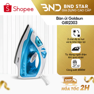 Bàn ủi Goldsun GIR2303 - Bàn là hơi nước 2 chế độ ủi khô và phun sương tiện lợi, mặt đế chống dính bảo hành 12 tháng