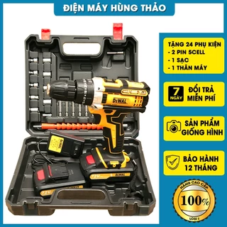 Máy khoan pin, Máy khoan cầm tay DE.WALT 3 chức năng, lõi đồng, full phụ kiện 24 món. Hàng loại I,  bảo hành 12 tháng