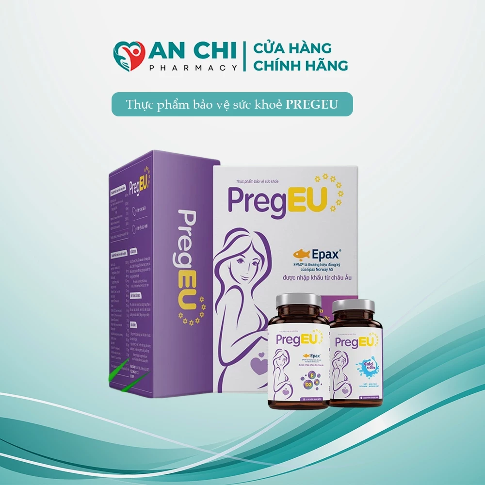 Vitamin Tổng Hợp Cho Bà Bầu PregEU Bổ sung DHA & Vi Chất Cho Phụ Nữ Đang Mang Thai Và Cho Con Bú 60 Viên/2 Lọ AN CHI