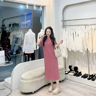 Váy thun dáng dài, đầm suông bầu chất cotton Gemmy Shop in hình Couple