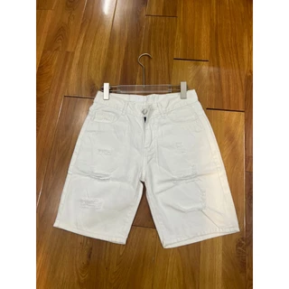 Mã quần short jean rách trắng- đen