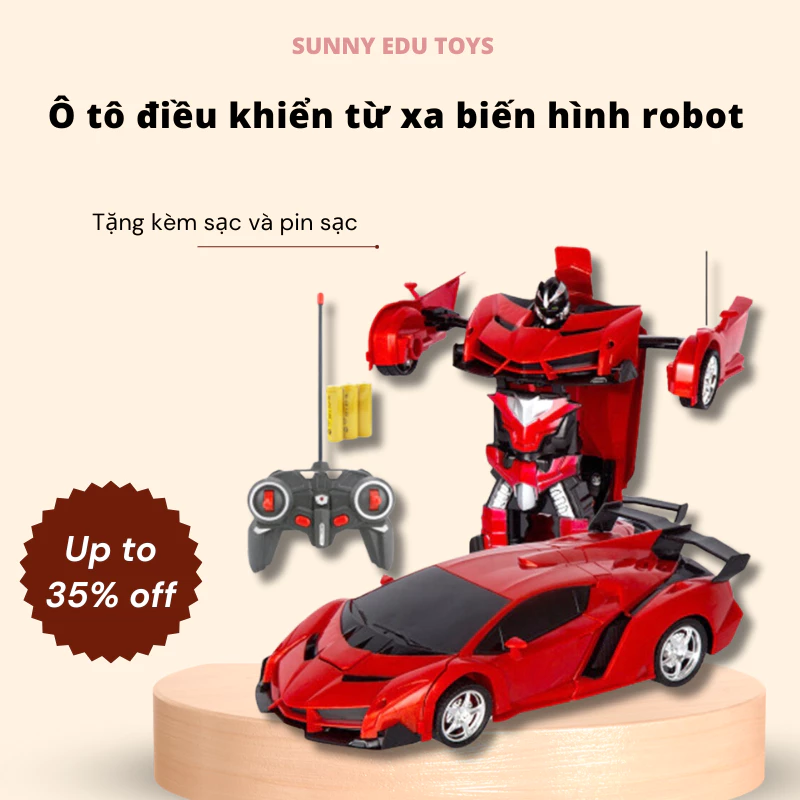 Ô tô điều khiển từ xa biến hình thành robot cho bé từ 1 - 6 tuổi