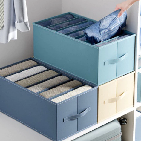 Hộp vải đựng quần áo chia ngăn có nắp Didooglt giỏ đựng quần áo thông minh chắc chắn có thể gấp gọn