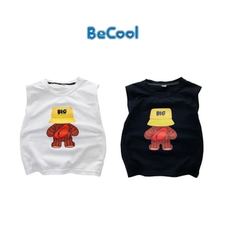 Áo Sát Nách In Chú Gấu Đội Mũ BECOOL, Áo Sát Nách Chất Cotton Cho Bé Từ 8-27Kg