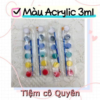 Màu acrylic pha đất / 6 màu cơ bản kèm cọ/ 3ml mỗi ô