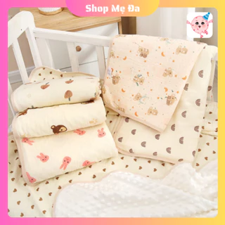 Chăn Xô Muslin Hạt Đậu Chần Bông size Lớn 100*110 cm cho bé sơ sinh họa tiết xinh xắn | Shop Mẹ Đa