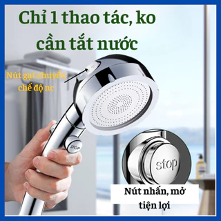 Bát sen tắm, vòi hoa sen tăng áp 3 chế độ, tay sen tắm tăng áp vhs16