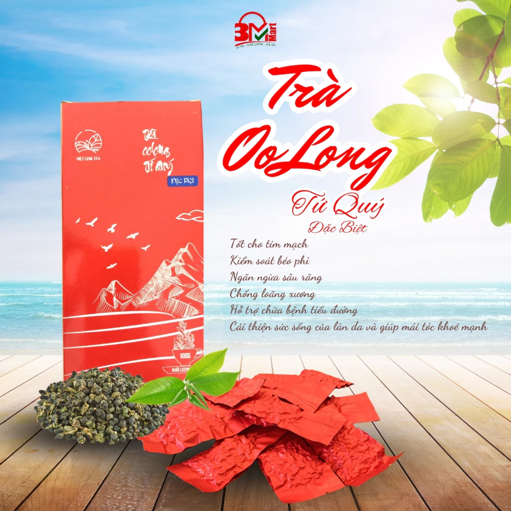 Trà ô long (Oolong,Olong,Ôlong) Tứ Quý Đặc Biệt, Việt Long Trà, giảm cân an toàn tốt cho sức khoẻ trà olong sữa 100g